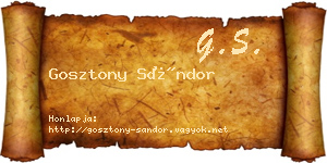 Gosztony Sándor névjegykártya